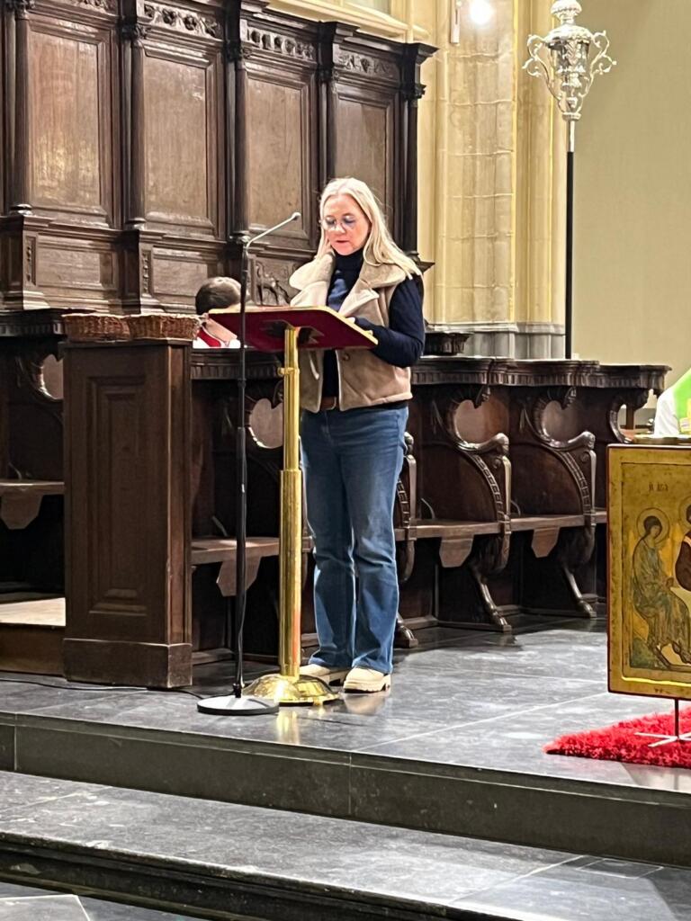 Katja spreekt op de oecumenische dienst in Hasselt